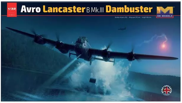 Пластиковая модель бомбардировщика HK Luftwaffe Avro Lancaster B Dam Buster 01E011 1/32 Mk.III