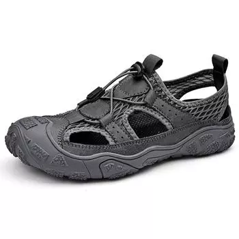 HKAZ-S Новые мужские популярные большие спортивные повседневные пляжные сандалии из воловьей кожи с сеткой, трендовые удобные уличные сандалии с плоской подошвой, скидка 38