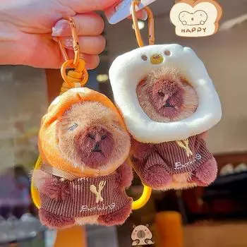 Хлеб Капибара Капибара плюшевая подвеска животное кукла сумка декор брелок для ключей автомобиля школьный рюкзак Style 1
