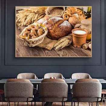 Хлеб, молоко, кухонная тема, холст, живопись, постеры и принты, настенные художественные картины Quadros для украшения стен гостиной, Cuadros 21x30 No Frame