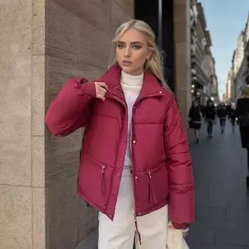 Хлеб одежда короткая пуховая одежда с хлопковой подкладкой женская свободная осенне-зимняя куртка куртки с хлопковой подкладкой 2024 новые модели M белый