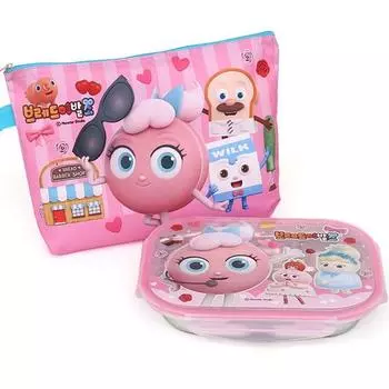 Хлеб Парикмахерская Детский ланч-бокс из нержавеющей стали + набор пакетов для макарон PP038, разные цвета, тарелка для ланча + сумка, популярные корейские предметы для родителей