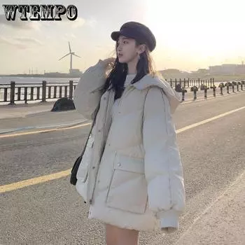 Хлебная куртка Корейская версия Свободная пуховая хлопковая куртка Oversize Хлопковая стеганая куртка Женская короткая утепленная зимняя куртка