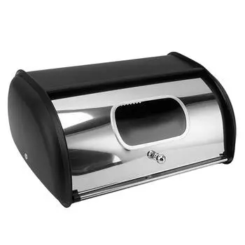 Хлебница, хлебница, контейнер для хранения хлеба с маленьким окном для кухонной столешницы, черный чёрный