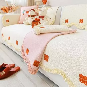 Хлопчатобумажная подушка для дивана с радостным персонажем на свадьбу, нескользящая ткань для гостиной, универсальная подушка для дивана на четыре сезона 70*70cm