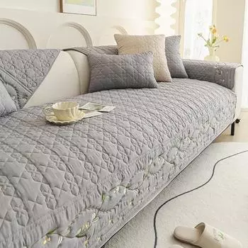 Хлопчатобумажная подушка для дивана с вышивкой, противоскользящая универсальная на все времена года, чехол для сиденья, чистый цвет, приятный для кожи чехол для дивана 70x70