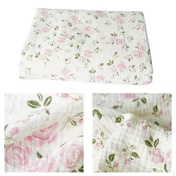 Хлопчатобумажная ткань с принтом розовых роз, дышащий легкий креп с цветочным принтом и цветочным принтом