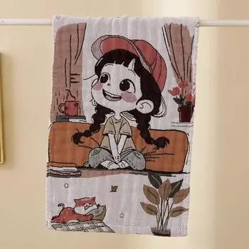 Хлопчатобумажное марлевое полотенце тип А длинное полотенце для умывания рук мягкое для кожи не скатывается легко впитывает воду 50x25см 1шт 50x25cm1pcs бежевый