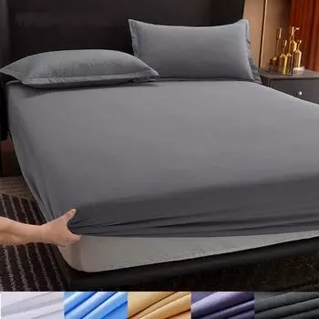 Хлопчатобумажные простыни с резинками, нескользящие регулируемые наматрасники (Без наволочки) 120cm*200cm темно-серого