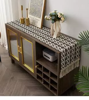 Хлопчатобумажный стол-флаг с кисточками, цветовые блоки, праздничное украшение, длинная скатерть, чехлы для обувного шкафа прихожей 33*120cm