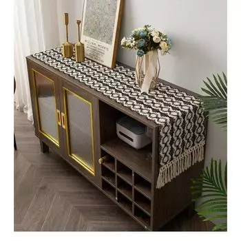 Хлопчатобумажный стол-флаг с кисточками, цветовые блоки, праздничное украшение, длинная скатерть, чехлы для обувного шкафа прихожей 33*120cm