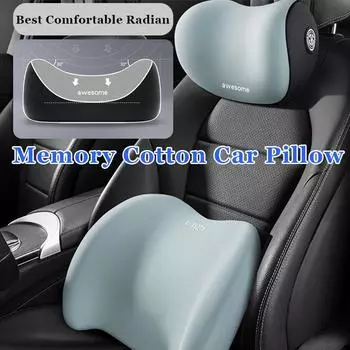 Хлопковая автомобильная подушка с эффектом памяти, подголовник для автомобиля, защита шеи, спинка автомобильного сиденья, подушка для поясничной опоры, мягкая хлопковая подушка с эффектом памяти чёрный