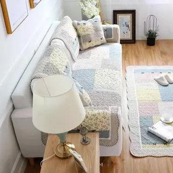 Хлопковая четырехсезонная универсальная хлопковая пасторальная ткань для диванных подушек, нескользящая подушка, три чехла для дивана, чехол для спинки, полотенце. 40*60