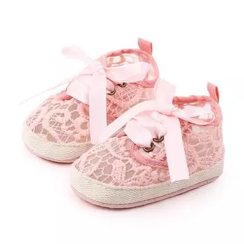 Хлопковая детская обувь, дышащая летняя обувь для новорожденных девочек, нескользящая обувь на мягкой подошве для маленьких девочек Schoenen Slofjes 12 розовый