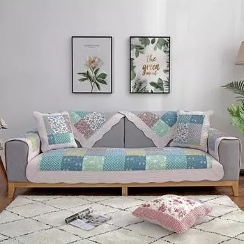 Хлопковая диванная подушка с цветами Four Seasons, маленькое свежее диванное одеяло с пасторальным принтом, простая маленькая диванная подушка с цветочным принтом и полотенце 70*70cm