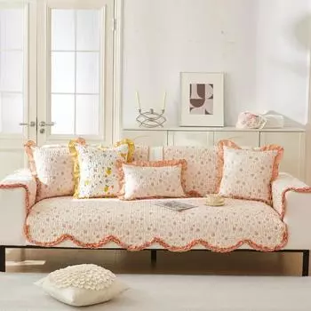 Хлопковая диванная подушка с цветочным принтом, Нескользящая подушка, хлопковая подушка для дивана, полотенце, корейский стиль, свежие, универсальные, маленькие, на четыре сезона 70X70