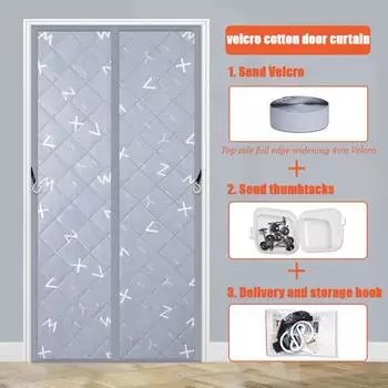 Хлопковая дверная занавеска, зимняя утолщенная домашняя теплая ветрозащитная, холодостойкая, звукоизоляционная, самовсасывающая перегородка, магнитная подвесная занавеска на липучке 75*210