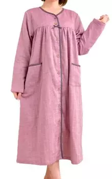 Хлопковая двойная марля, открытая длинная, идеально подходит для пижамы для беременных 3 л 4 л 33047 [K s Eye] Платье из 100% приятного для кожи материала, передняя часть, рукава, ML L-LL (4л, красный)