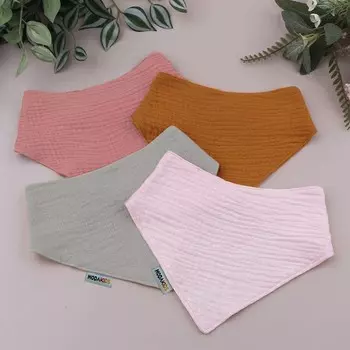 Хлопковая двухслойная муслиновая ткань Modakids, 4 шт., детский слюнявчик, нагрудник