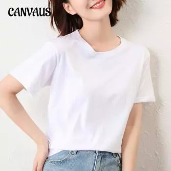 Хлопковая дышащая летняя женская футболка, свободная футболка для пар с круглым вырезом и коротким рукавом XS