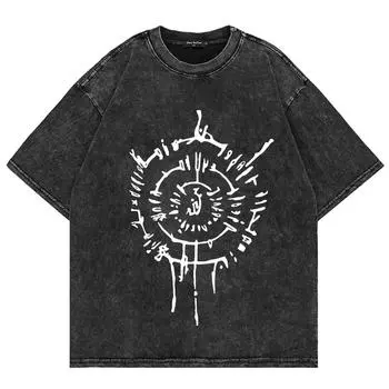 Хлопковая футболка Астарион Аниме Мода Мужская Смешная Ретро Футболка Унисекс Оверсайз Винтажные Футболки с Минеральной Стиркой S