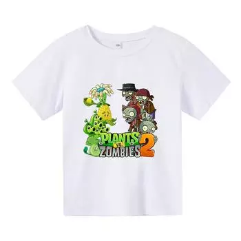 Хлопковая футболка для мальчиков и девочек Pvz Plants Vs Zombie Plants Vs Zombie 2, детские футболки с видеоиграми, детская футболка Garden Warfare 100