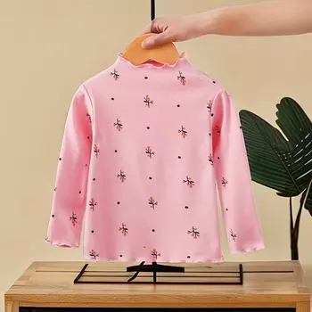 Хлопковая футболка для маленьких девочек, детская водолазка с длинными рукавами, футболки, топы, одежда на весну и осень 90 зелёный