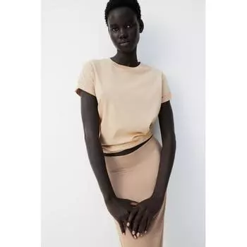 Хлопковая футболка HM бежевого цвета