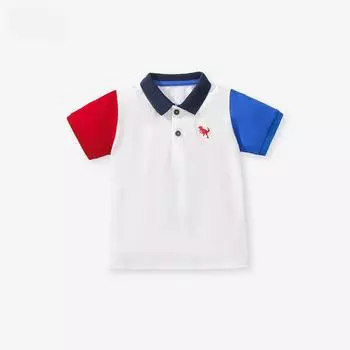 Хлопковая футболка. Летняя детская футболка. Хлопковая дышащая рубашка-поло для мальчиков. Футболка с короткими рукавами в тон для девочек. 90cm