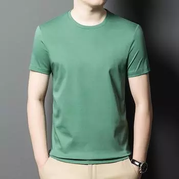 Хлопковая футболка, новая летняя мужская футболка с круглым вырезом и короткими рукавами, модная молодежная мужская футболка, свободная футболка-поло с вышивкой M