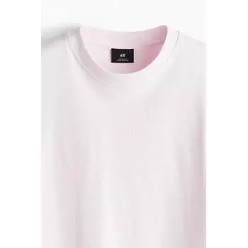 Хлопковая футболка оверсайз HM светло-розового цвета