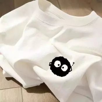 Хлопковая футболка с принтом, летняя женская свободная повседневная верхняя одежда больших размеров с короткими рукавами для пар M белый