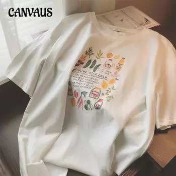 Хлопковая футболка с принтом, женская летняя футболка с короткими рукавами, свободные повседневные топы для пар больших размеров M белый