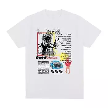 Хлопковая футболка с рисунком JUICE WRLD, женская футболка унисекс в стиле хип-хоп, модная футболка с короткими рукавами, лето 2024, футболки большого размера, топы 4XL