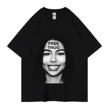 Хлопковая футболка с рисунком «Rapper Young Thug Slime», женская футболка унисекс в стиле хип-хоп, модная футболка с короткими рукавами, летние футболки большого размера, топы L