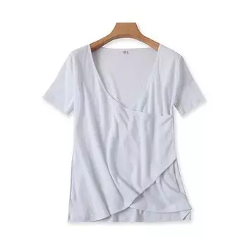 Хлопковая футболка с V-образным вырезом, эластичная, с коротким рукавом, летняя новинка, прилегающая, облегающая, базовая, женский верхний слой, топы E/6-1 White Single code