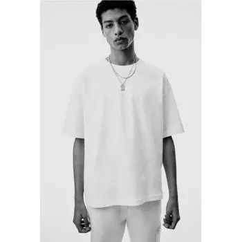 Хлопковая футболка свободного покроя HM, белая XS