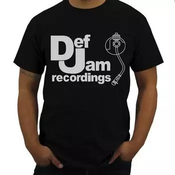 Хлопковая футболка унисекс, топы с круглым вырезом, футболка DEF JAM RECORDINGS, музыка, классная повседневная футболка для гордости, черная футболка большего размера, Homme