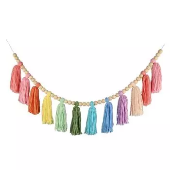 Хлопковая гирлянда с кисточками, пастельный баннер, дополнение к детской комнате, аксессуары для спальни для девочек, легкое подвешивание