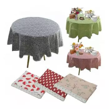 Хлопковая и льняная круглая скатерть для дома, скандинавская сетка для рождественской елки, полосатая скатерть для свадебного чайного столика, скатерть для уличного садового журнального столика Round 75cm-29.5inch