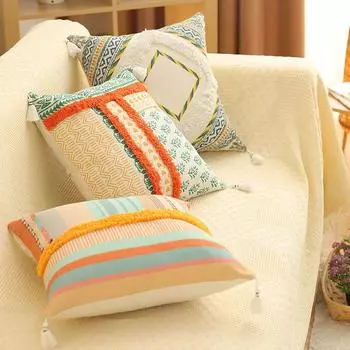 Хлопковая и льняная подушка B & B для гостиной, диванная подушка для сна, эркер, прикроватная тумбочка для автомобиля, декоративная поясная наволочка 45*45cm