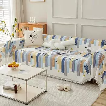 Хлопковая и льняная ткань для полотенец для дивана, новый цельный чехол для дивана, стильный чехол для дивана с защитой от царапин, подушка 180*130cm