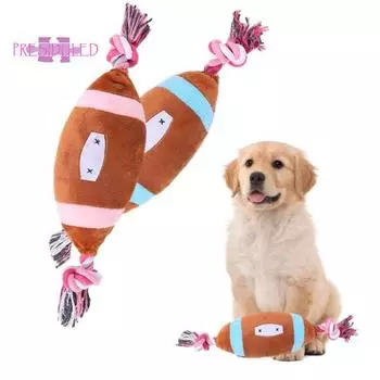 Хлопковая игрушка для собак из полипропилена - скрипучая игрушка в форме регби, устойчивая к укусам, интерактивная жевательная игрушка для щенков, аксессуары для домашних животных розовый