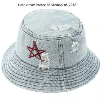 Хлопковая кепка-ведро Джинсовая шляпа Джинсовая шляпа-ведро Пляжная шляпа от солнца Джинсовая шляпа-рыбак Шляпа-тазик Летняя шляпа-тавель Кепка-рыбак M синий