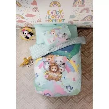 Хлопковая коробка Junior Ranforce Duvet Cover Set Single Cute Animals Mint