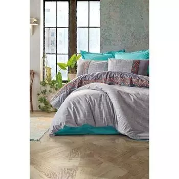 Хлопковая Коробка Народное Искусство Двойной Комплект Пододеяльников Серый