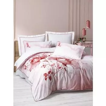 Хлопковая коробка с двойным элитным атласным пододеяльником красного цвета