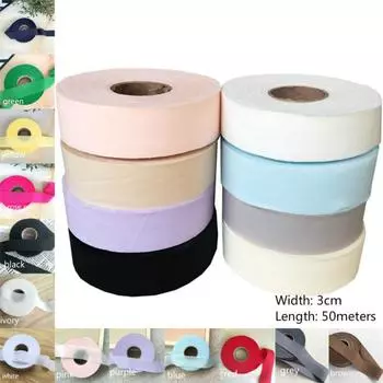 Хлопковая косая бейковая лента шириной 3 см, швейная окантовочная лента для рукоделия, длина 50 м слоновая кость