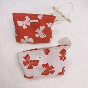 Хлопковая косметичка с бантом, косметичка-бабочка, косметичка на молнии, косметичка с бантом, дорожный органайзер розовый