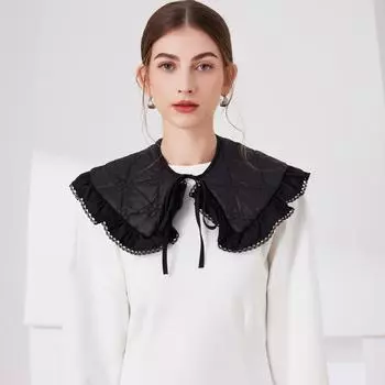 Хлопковая кружевная черная женская накидка с защитой от солнца, юбкой и накладным воротником чёрный